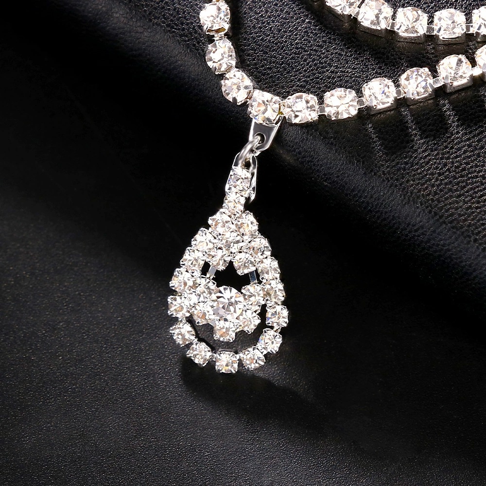 Double Layer Crystal Belly Chain With Rhinestone Drop Pendant